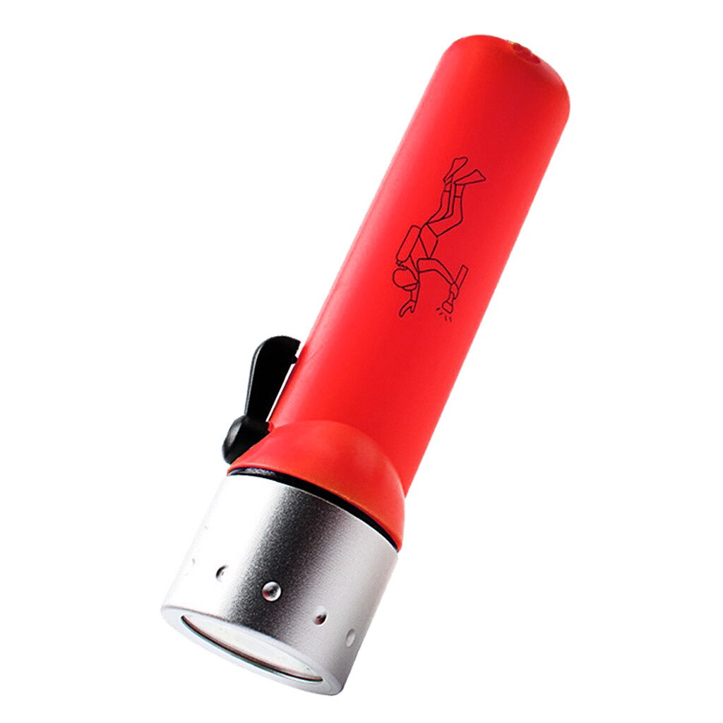 Underwater LED Metal Head Q5 Diving Flashlight Submersible Torch Hand Lamp Waterproof Scuba Under Water Diver Spotlight 25m: Red