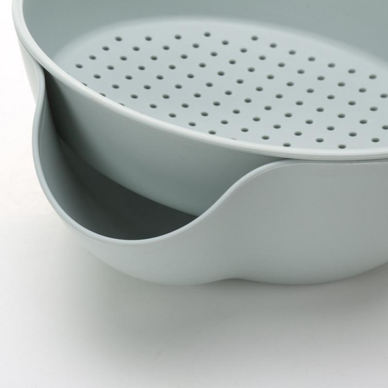 Double-layer Fruit Tray Plastic Drain Basket Multifunctional Dried Fruit Dish Storage Garbage Rack Snacks Round Style