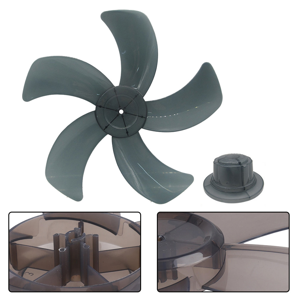 16 Inch Household Fan Blade Five Leaves With Nut Cover For Pedestal Fan Table Floor Fan Blade Gray Fan Blade Accessories