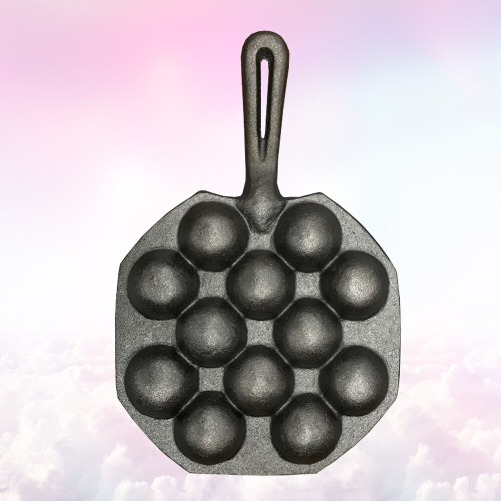 Takoyaki Pan 12 Molds Cast Iron Takoyaki Maker Skillet Japanese Octopus Meat Mold No-stick Baking Tray for Octopus Balls: Default Title