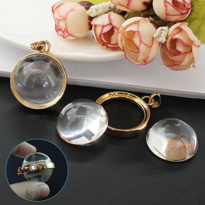 2PCS Medaillon Basis Einstellung Fit Mit 25mm Glas Cabochon Anhänger Diy Schmuck Finden Medaillon Halskette Anhänger: 28M Ball Gold