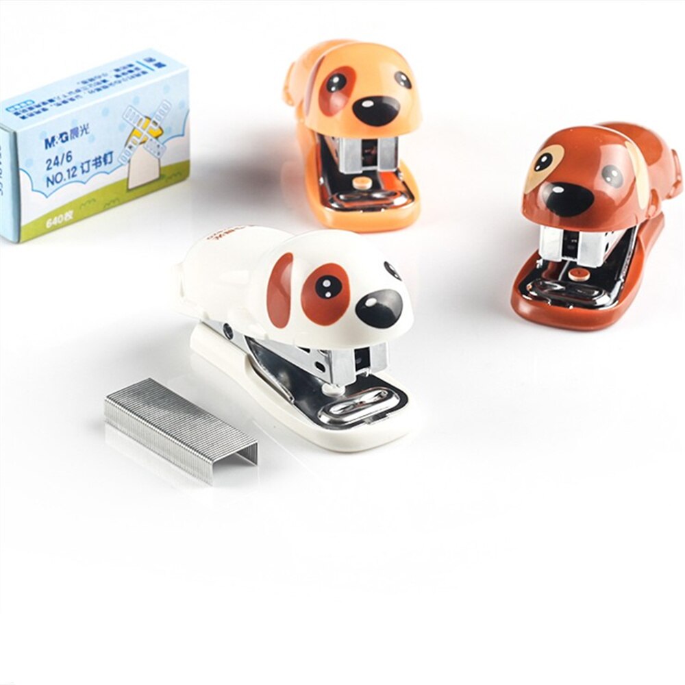 Cute Kawaii Cartoon Dog Shape Stapler Set Paper Binding Binder School Office Supplies Stationery Engrapadora Papeterie