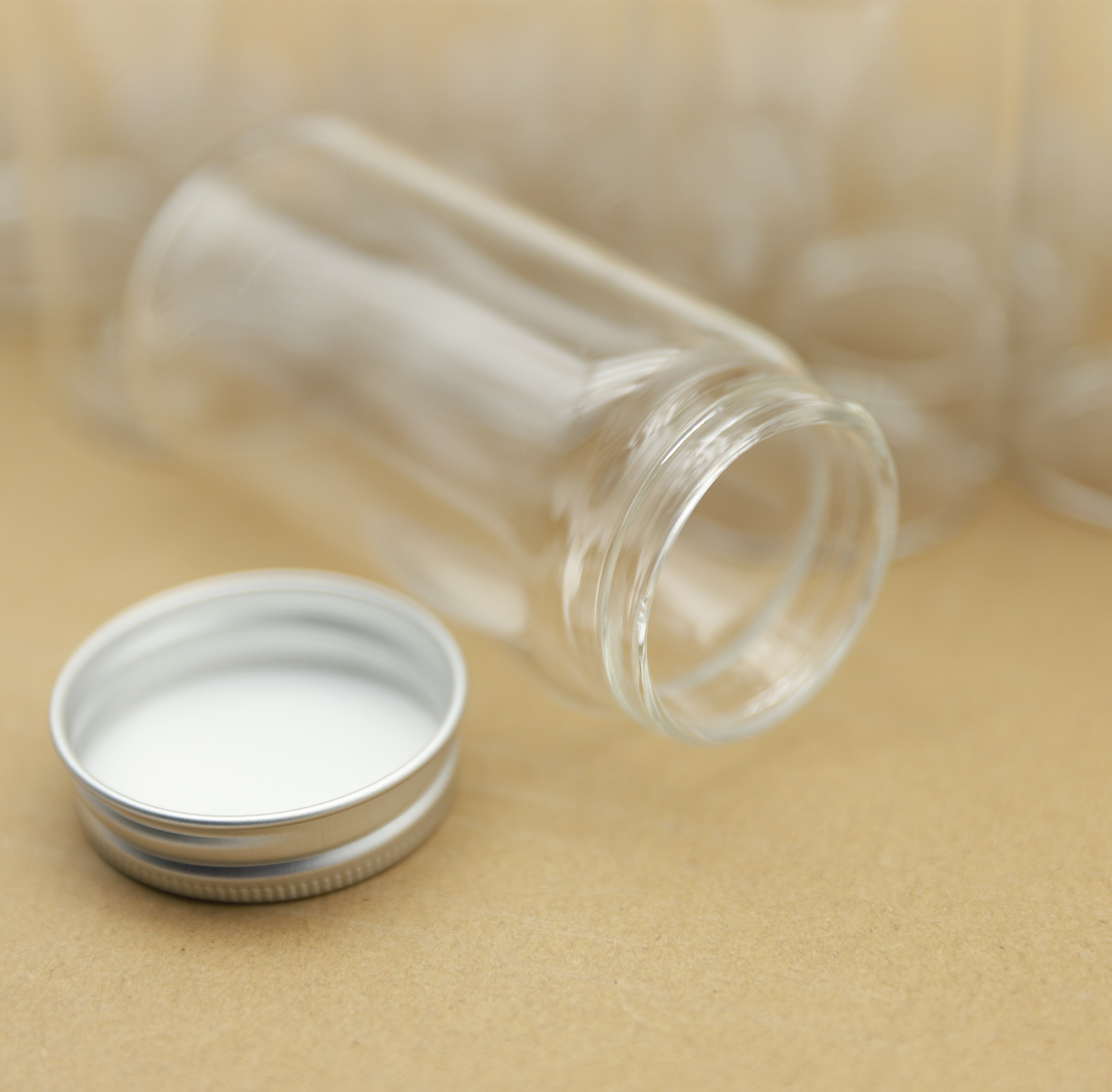 6 Pieces 47*90mm 120ml Small Glass Bottle Test Tube Silver Screw Cap Glass Jars Transparent Empty Bottles