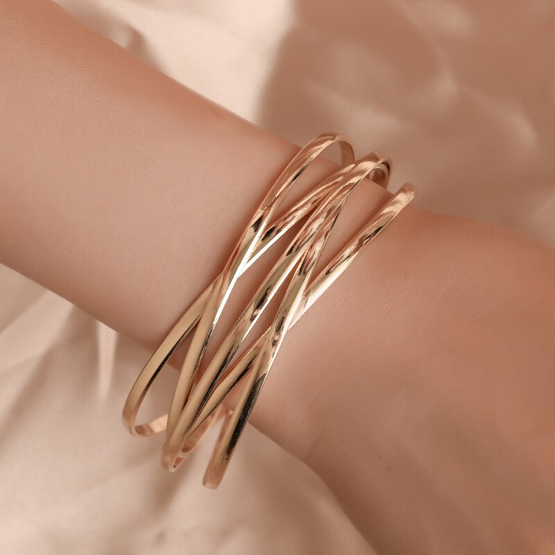 Jcymong Mode Goud Zilver Kleur Geometrische Verstelbare Open Manchet Armbanden Armbanden Voor Vrouwen Hollow Indian Sieraden
