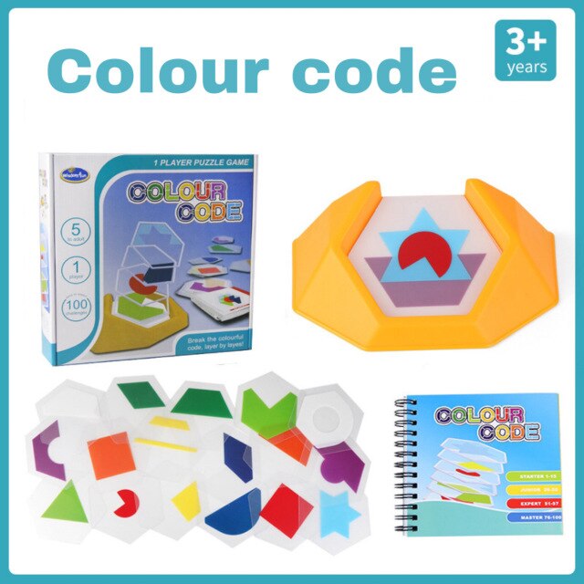 100 Challenge Color Code Puzzle Games Tangram Jigsaw Board Toys Children Kids Develop Logic Spatial Reasoning Skills Toy: Default Title