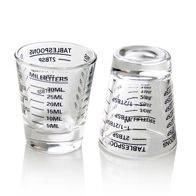 Taza pequeña de café Espresso resistente al calor, vaso medidor de vidrio grueso con calibración, herramientas para hornear, 30/60ml, 1 ud.