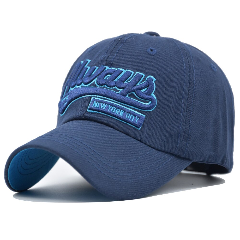 75 brev far hat bomuld broderi baseball cap mænd og kvinder elskere hat snapback sol hat peak cap afslappede hatte: Marine blå