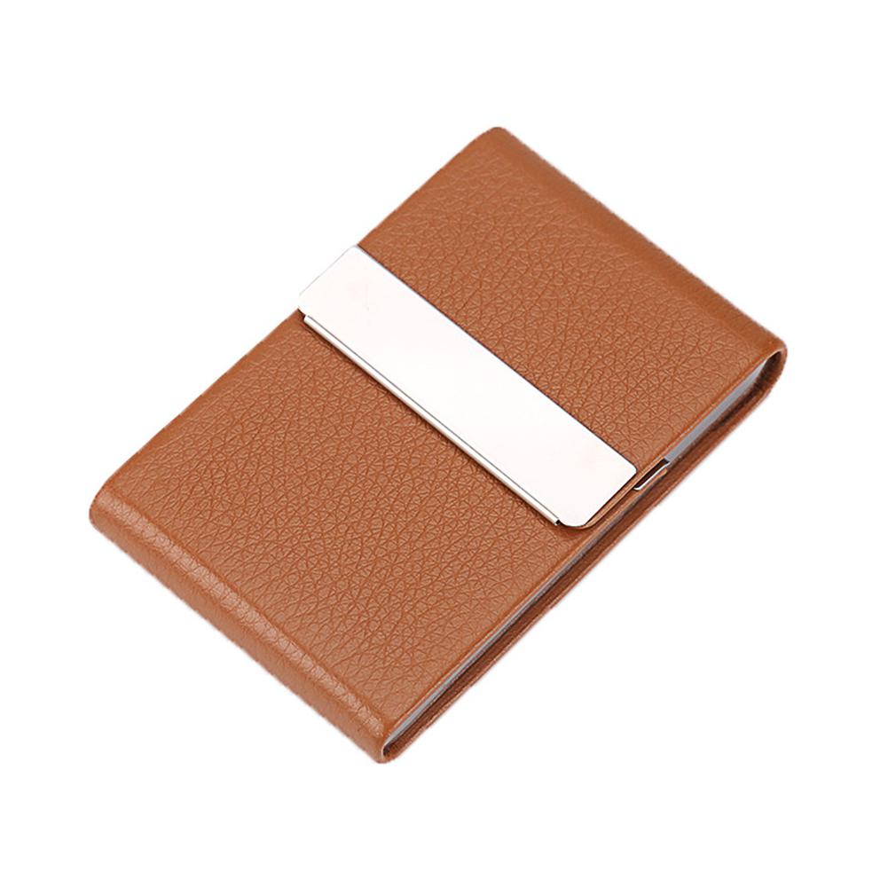 Portable Men Metal Leather Card Case Holder for Business ID Card Storage