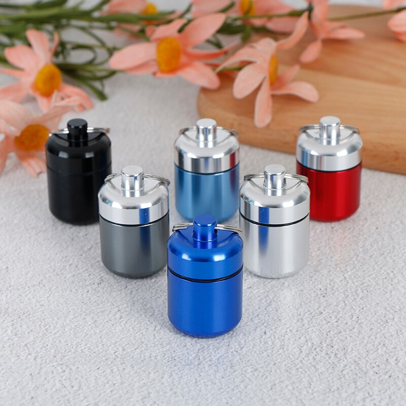 Outdoor Aluminum Pill Case Keychain Pocket Pill Holder Container Delicate Seal Medicine Organizer Box Waterproof Capsule Shape: Ivory