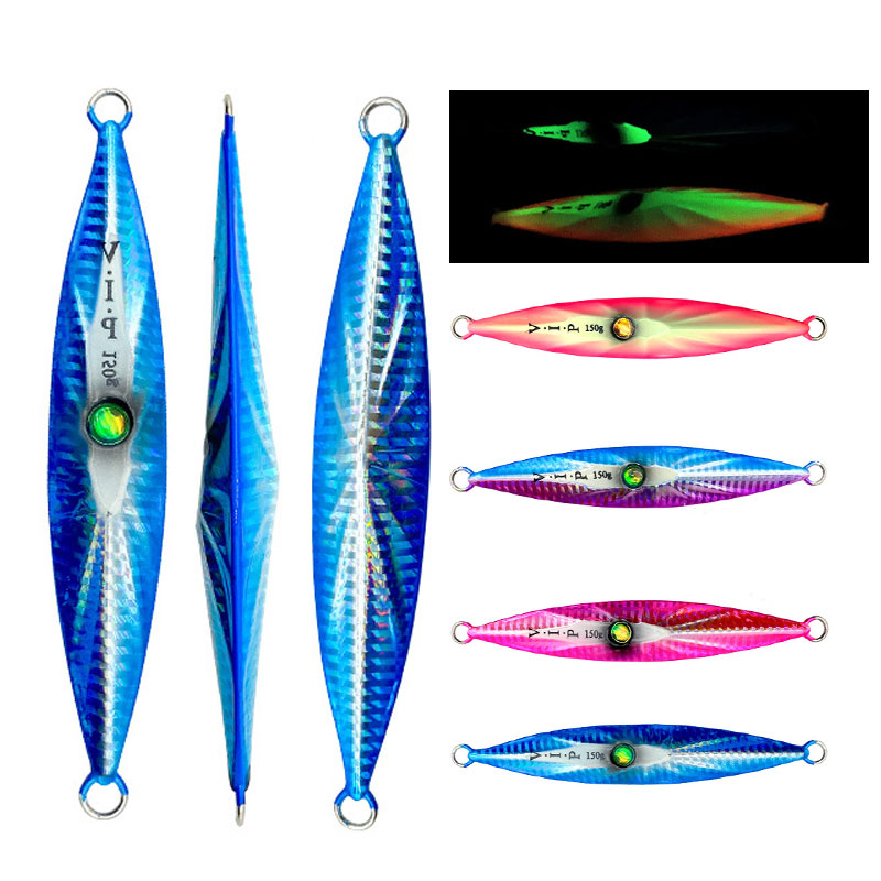 AS Pesca Jig lento Metal Jigging hundimiento Glow Jigs 150g200g250g300g400g500g señuelo que cae pesca en tono pescador Leurre cebo: 55 mm / YELLOW