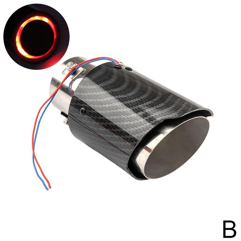 2022 Auto Accessoires Carbon Fiber Kleur Auto Uitlaat Tip 63-65Mm Licht Licht Met Rood/Blauw Rood/Blauw Pijp Led Uitlaat M4Z5: B