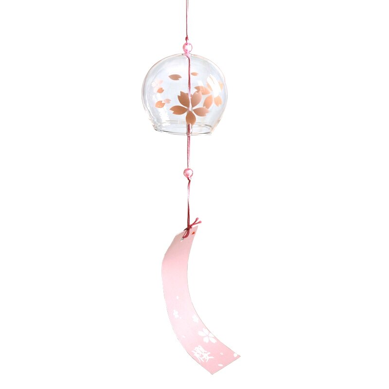 Japonais sakura Style verre vent carillon cerisier fleur vent suspendus cloches sonnette mignon fille chambre pendentif décoration de la maison #