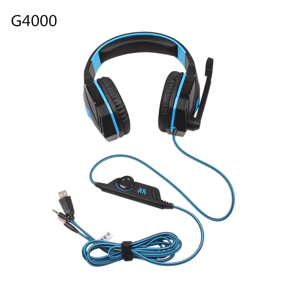 Kotion Each G4000 G2000 G9000 3.5mm Écouteurs de jeu filaires avec lumière LED et Micropone, pour PC, PS4, Xbox, ordinateur portable