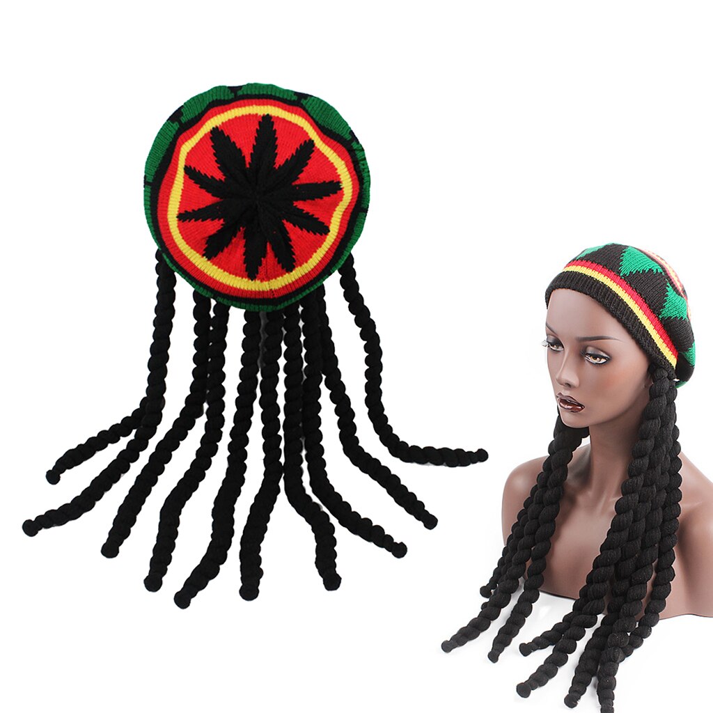 Rasta Dreadlock Reggae Jamaican Hat Rasta Wig Cap for Adults