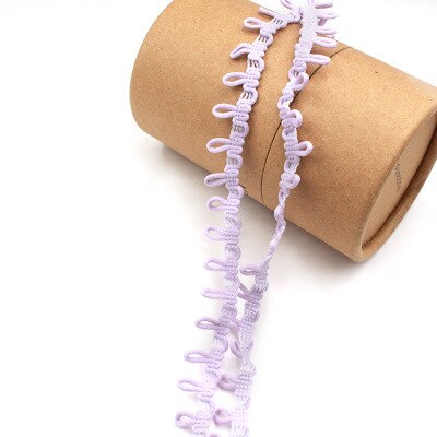 3Meters 14mm Nylon Stretch Back Collar Buttons Tabs Elastic Loop Trim Tiny Round Lace Ribbon For Wedding Dress Button Buckle: LightPurple