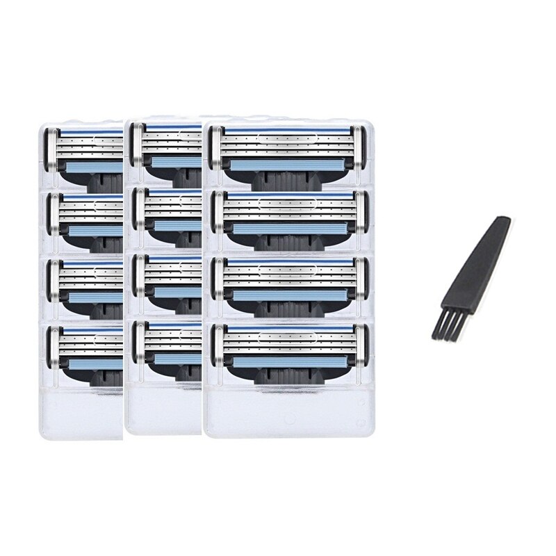 12 Stuks Mannen Veiligheid Scheermesjes 3 Lagen Scheren Care Klassieke Rvs Glad Scheren Manual Scheerapparaat Vervanging Hoofd: Default Title