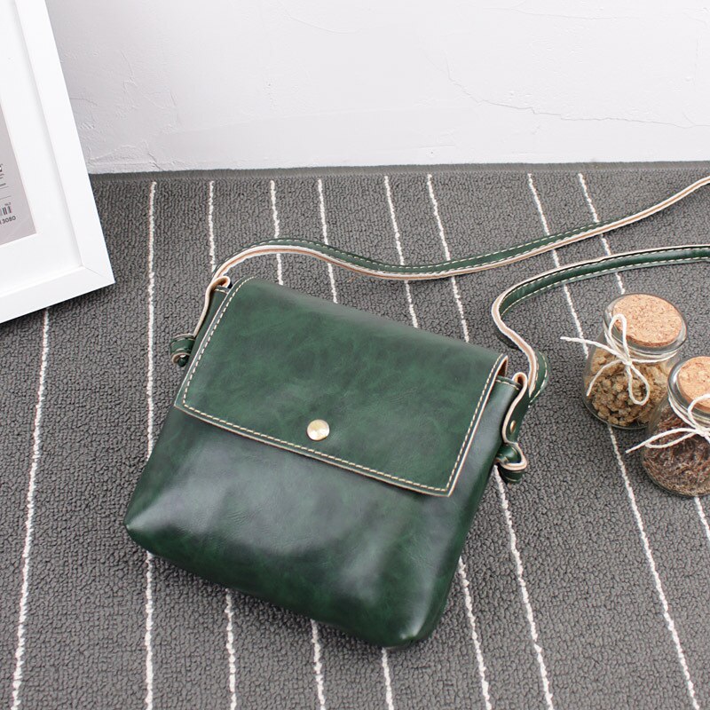 Kvinner enkel solid 6 -farger messenger skulderveske pu lær crossbody bag ryggsekk håndveske: Grønn