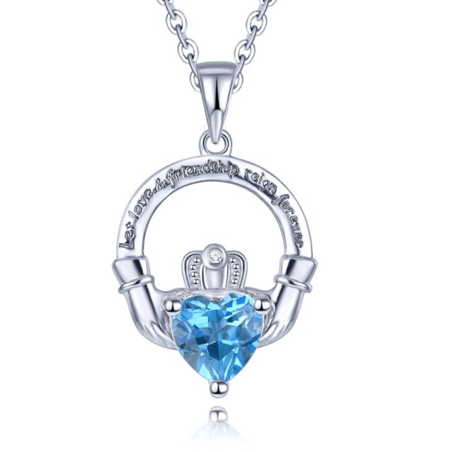 Hutang Colorful S925 Pendants for Women 0.76 Carats Created Emerald Heart Shape Women Romantic Lovely Silver Pendant: Swiss Blue Topaz