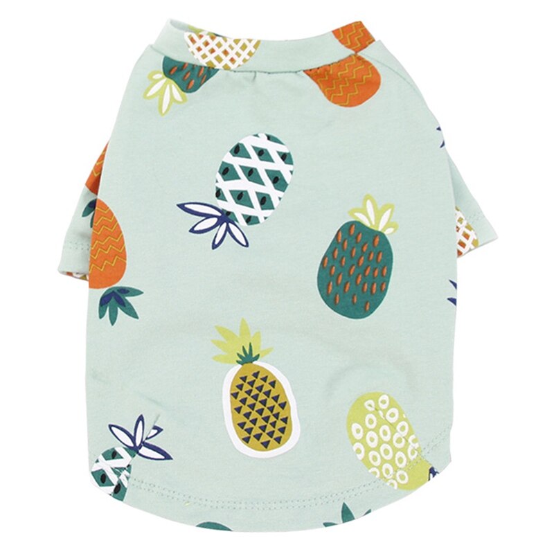 Kesäeläimet t-paita ananas pentu koira kissa lemmikki koiran vaatteet kissat yorkien mekot pehmeät puuvillaiset chihuahuavaatteet: Vihreä / M