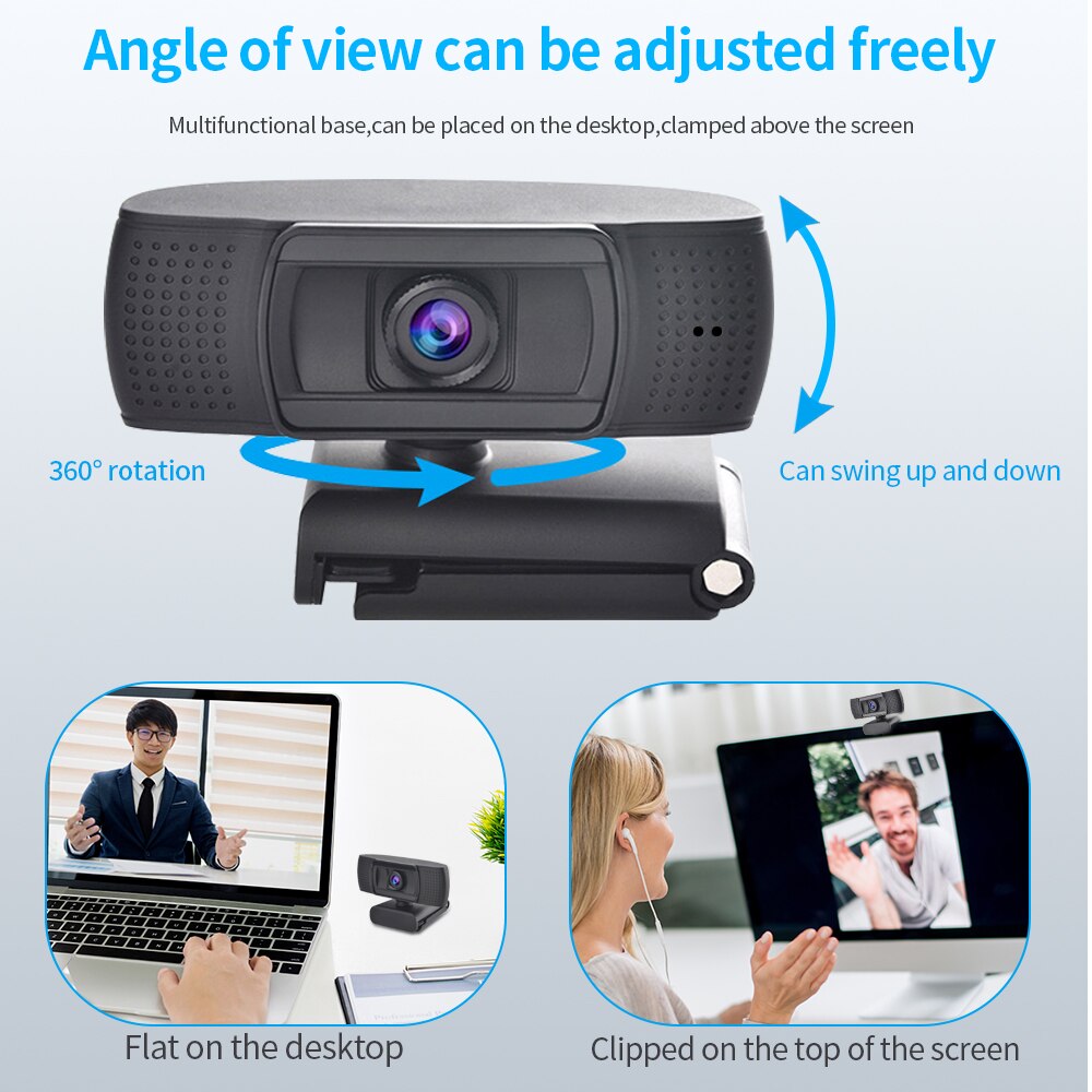 TISHRIC USB Webcam 1080P Web Camera With Microphone Rotatable Computer Camera For Live Broadcast Video Calling Conference
