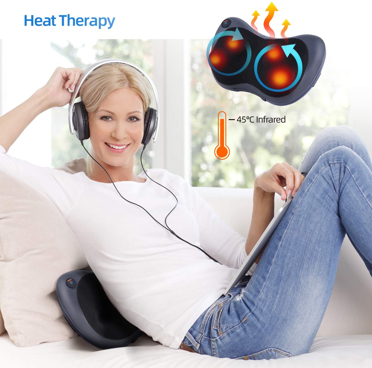 Rug En Nek Massager-Kneden Massage Kussen Met Warmte Voor Schouders, Onderrug, kalf-Gebruik Thuis En Auto, Zwart