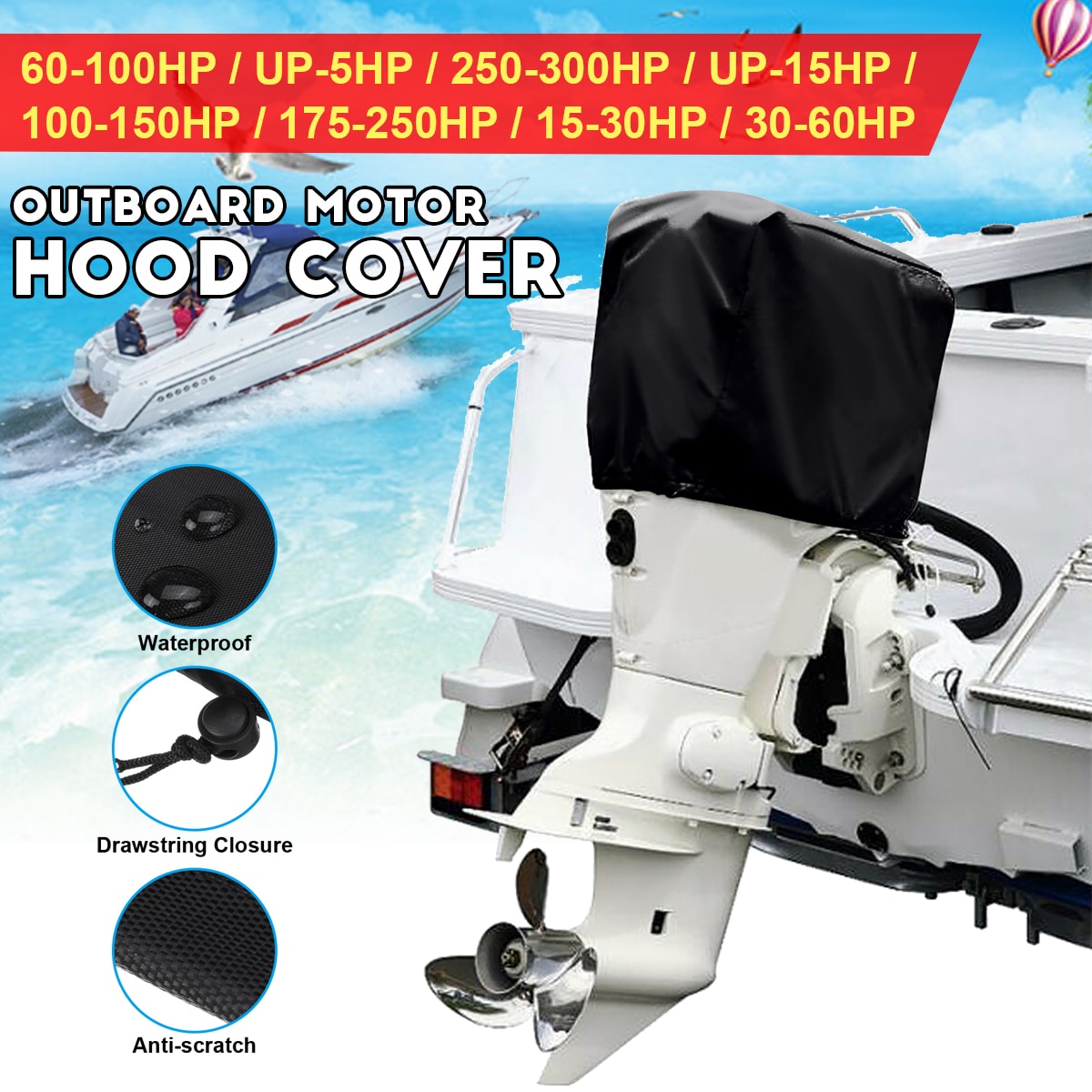 Waterproof general boat 5 15 30 60 100 150 250 300PH motor protection cover outboard engine protection cover
