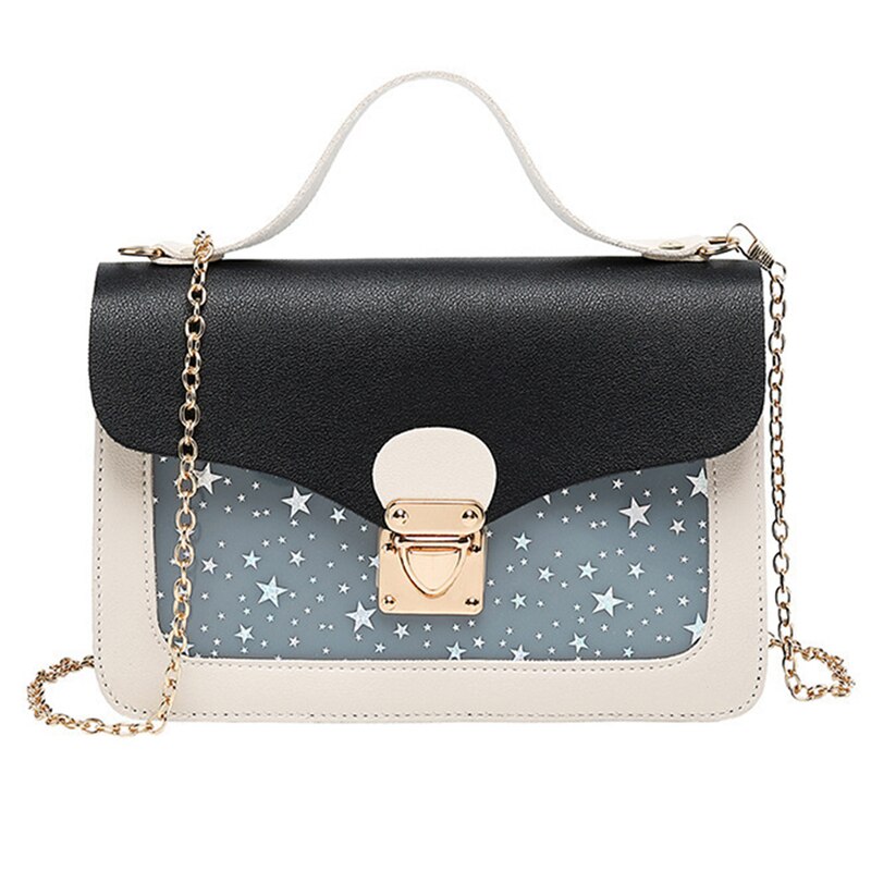 Dames mini kleine vierkante rugzak schoudertas met sterrenpailletten messenger crossbody clutch portemonnee handtas 5 kleuren: Zwart