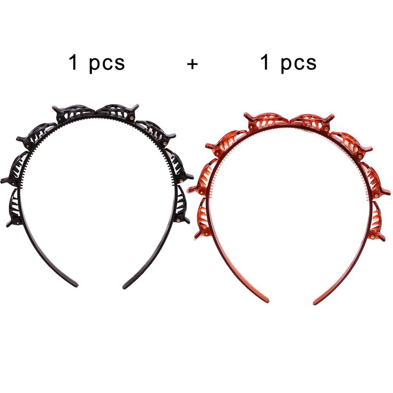 Doppel Schicht Bands Clip Haarbänder Kunststoff Geflochtene Stirnband Punk Neue betroffen Frauen Headwear Haar Zubehör: B650934A