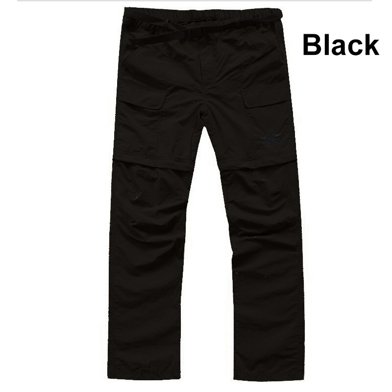 Outdoor Hiking Sports Detachable Pants Men Summer Trousers Anti-UV Quick Drying Lightweight Can be a pair of Shorts: Black / XL