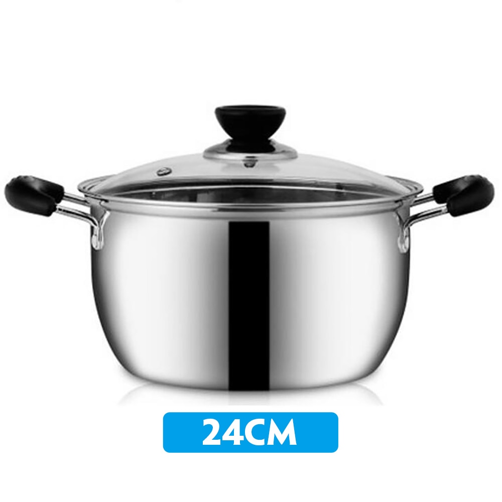 Stainless Steel Saucepan Soup Pot Dairy Saucepan And Noodle Soaking In Household Dormitory Kitchen Milk Pots Kitchen Tool: 24cm