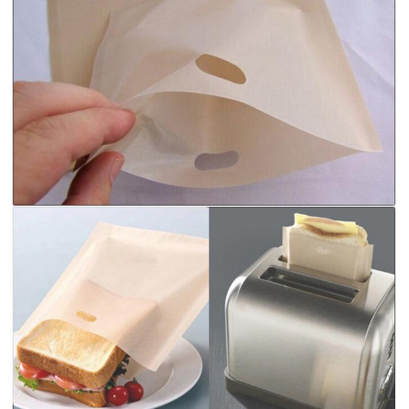 2 Pcs Reusable High Temperature Toast Bag Ptfe Fiberglass Toast Bag Toasted Sandwich Non-stick Baked Toast Bags Tools