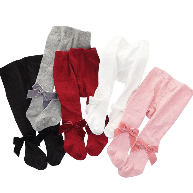 Baby Meisjes Panty Elastische Katoen Fluwelen Strik Panty Lente Herfst Kinderen Kousen Peuter Zuigeling Panty Meisje Kleding 0-2 Y