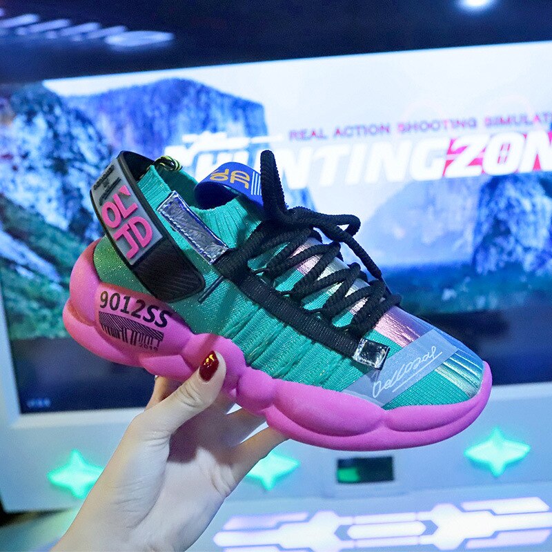 neue Stilvolle Frau Laufschuhe Zunehmende 4CM eins Hohe Ferse Turnschuhe Frauen Höer Plattform Atmungsaktive Sport gehen Mädchen: Grün / 40