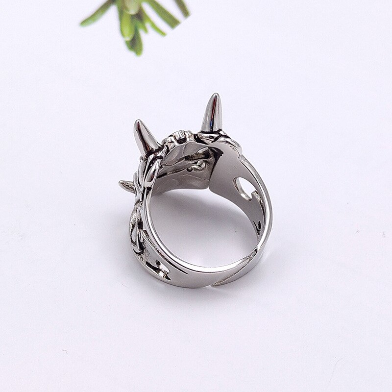 Trendig punk japansk demon samurai ring för män gotisk stil silverfärg justerbar öppen ring gatasmycken