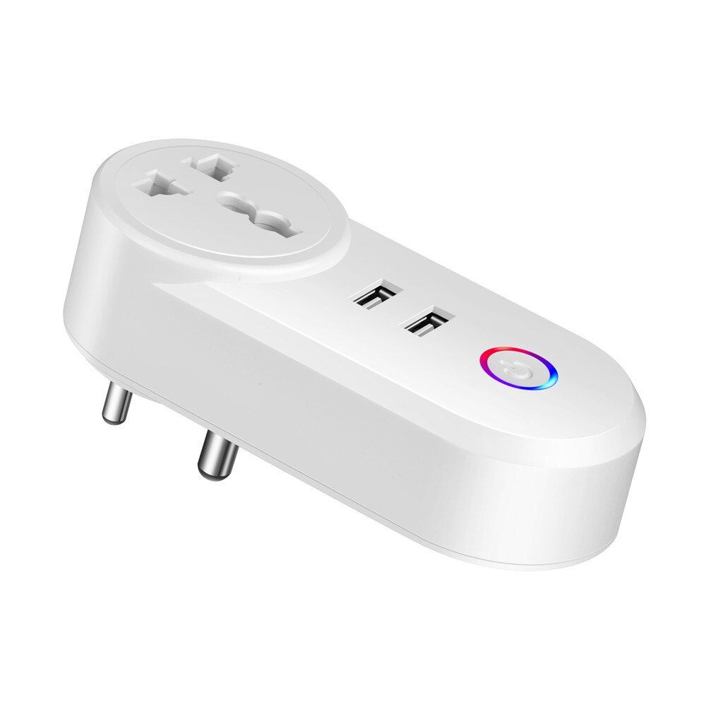 Smart Wifi Plug 16A Power Monitor Tuya APP Control Outlet 2 USB Port Smart Life Wifi Works With Alexa Google Assistant: India Type