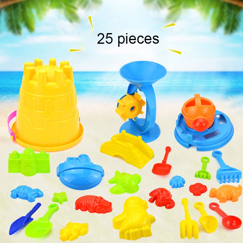 25Pcs Kleurrijke Strand Zand Speelgoed Voor Kinderen Strand Zand Kasteel Schop Cartoon Leuke Mold Creatieve Enlighten Speelgoed Grappige Giften