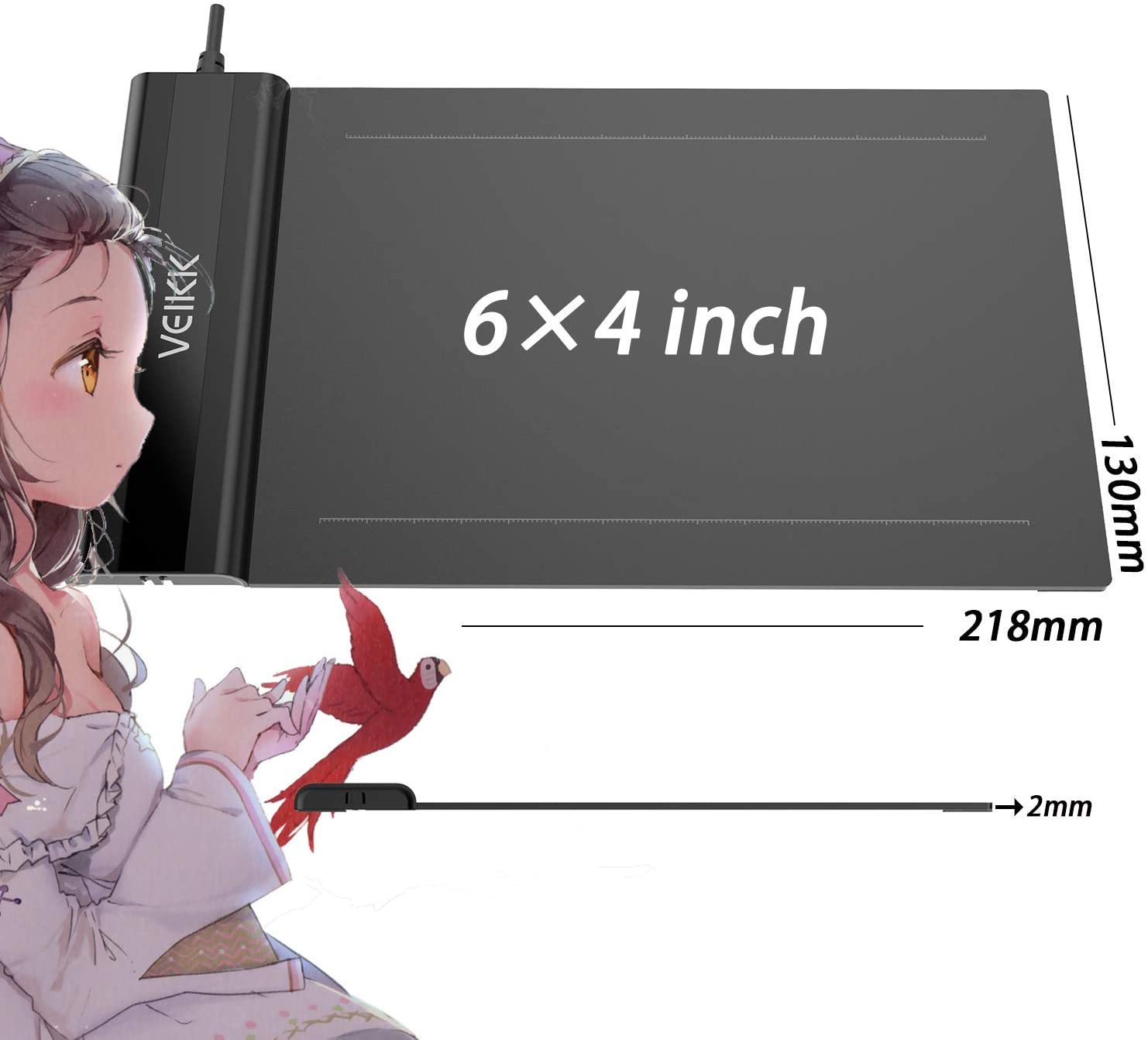 VEIKK S640 Drawing Graphic Tablet with 8192 Levels Battery-Free PenSupport Android Windows Mac Digital tablet for Game OSU