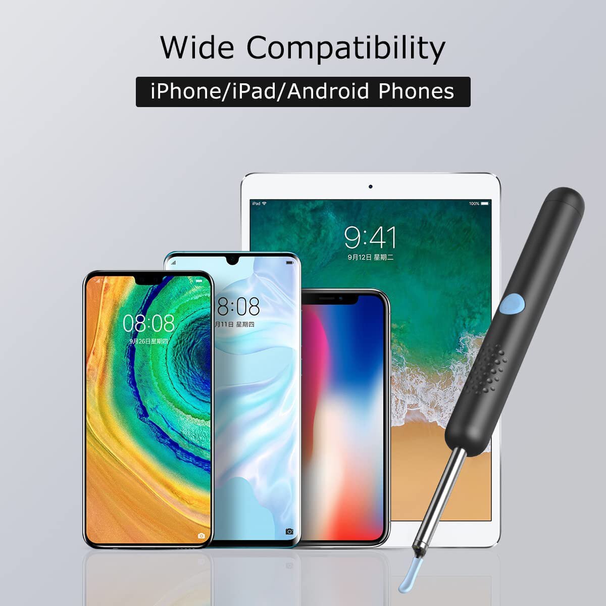 Detergente per la rimozione del cerume con videocamera da 3.5mm 6 luci a LED, otoscopio Video FHD 1080P compatibile con iPhone e Android