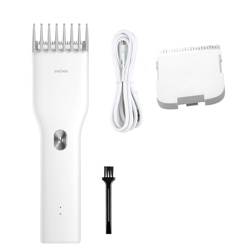 ENCHEN Boost USB Electric Hair Clippers Trimmers For Men Adults Kids Cordless Rechargeable Hair Cutter Machine: White Set 2