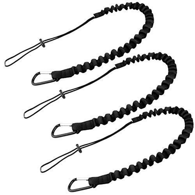Tool Lanyard, Outdoor Tool Rope, High-Altitude Fall Prevention Safety Rope, Retractable Elastic Tool Rope 3 Pieces,Black: Default Title