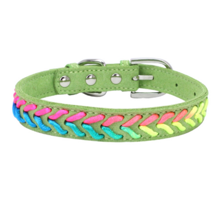 Braided Dog Collars Soft Suede for Small Medium Dog Pet Puppy Chihuahua: S / light green