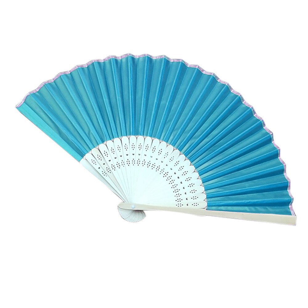 1 Pcs Folding Fan Effen Kleur Chinese Stijl Hand Held Fan Bamboe Zijde Vouwen Fan Party Wedding Decor Ambachten Zomer fans: 8