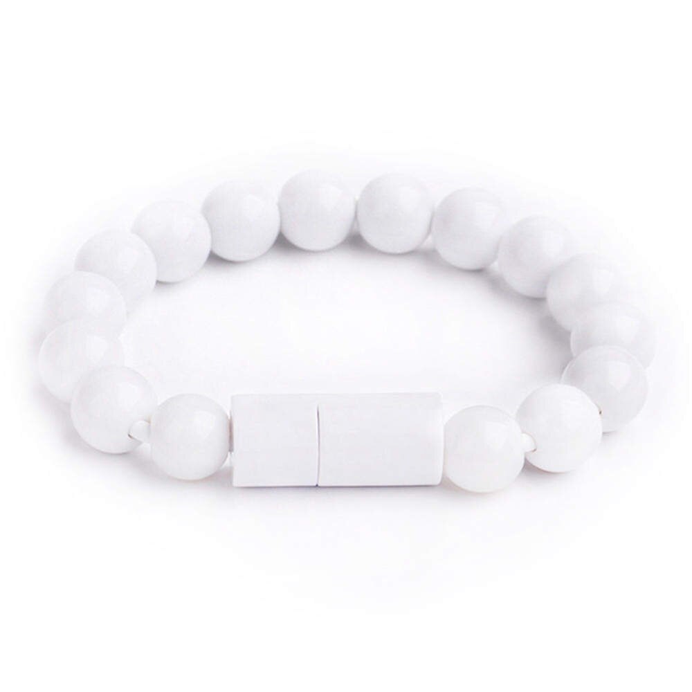 Ładowarka USB do telefonu bransoletka do ładowania kabel do transmisji danych poręczna bransoletka z koralikami ładowarka do iphone'a Samsung typ C Micro USB telefony z systemem Android: white / for Type C