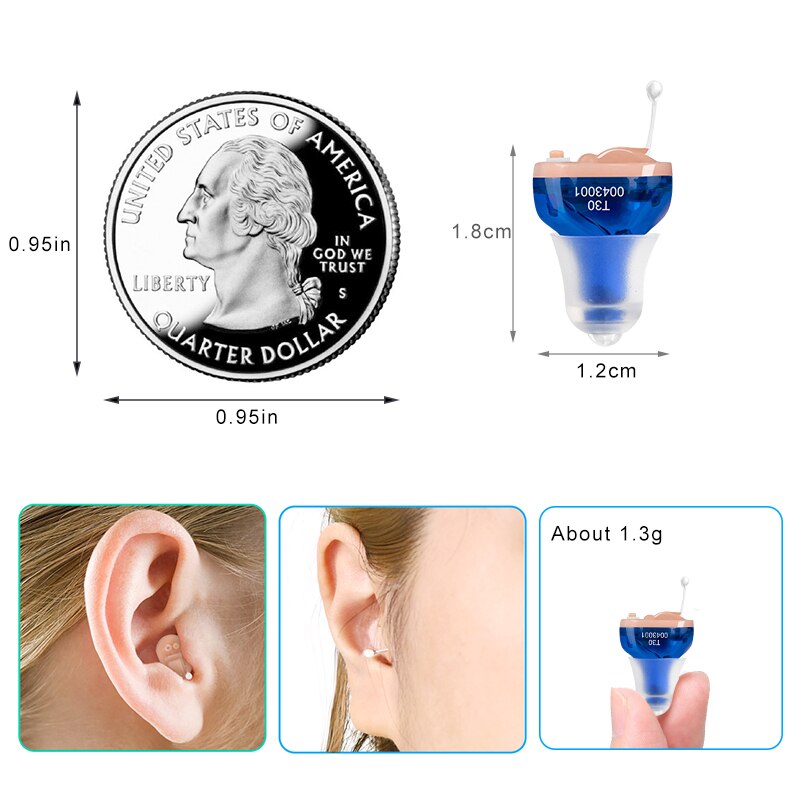 Hearing Aids T30 Sound Amplifier CIC Invisible Small Mini The Inner Ear Hearing Devices