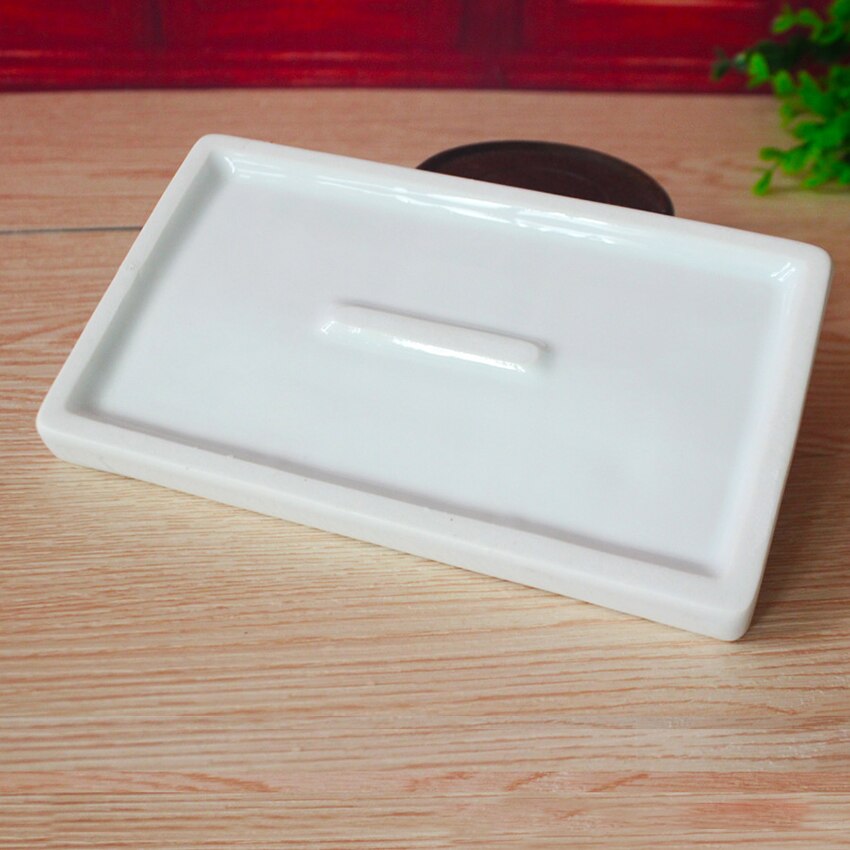 Paleta de pintura Rectangular de cerámica blanca para artistas, acuarela, pintura al óleo de acrílico, caligrafía, 10 pozos, 19,3*11*1,8 cm