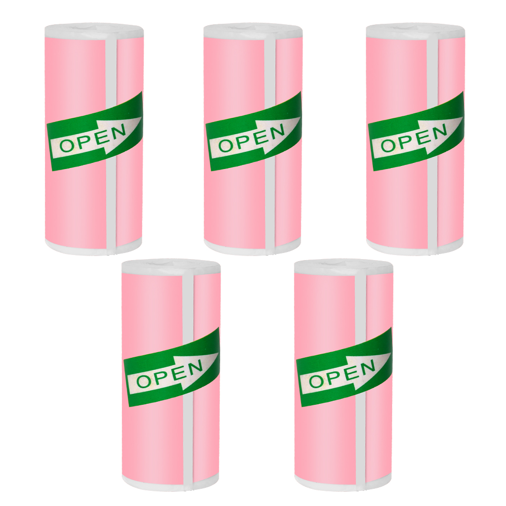57*25MM HD Mini Printer Thermal Paper Self-adhesive Roll Paper Label Sticker Photo Inkless Printing Portable Printer Color Paper: Pink