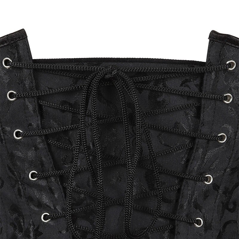 Short Underbust Corset Waist Trainer Gothic Steampunk Bustier CorsetWorkout Body Shaper 24 Steel Boned Lace Up Slimming Belt