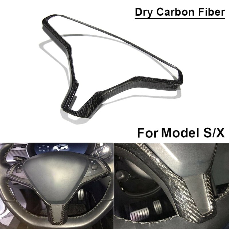 Carbon Fiber Car Inner Steering Wheel Frame Trim Steering Wheel Modified Decorative Accessories for Tesla Model S Model X -: Default Title