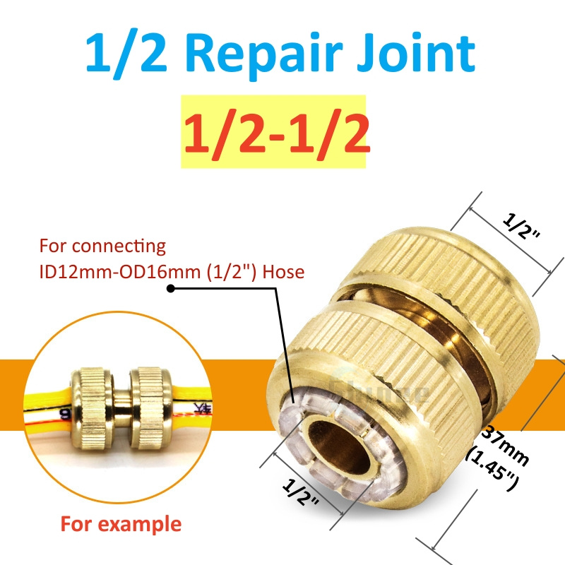 1 Uds. Conector rápido de rosca 1/2, adaptador de riego de jardín de latón, manguera de cobre para riego por goteo, accesorios de conector rápido para manguera de 16mm: Negro