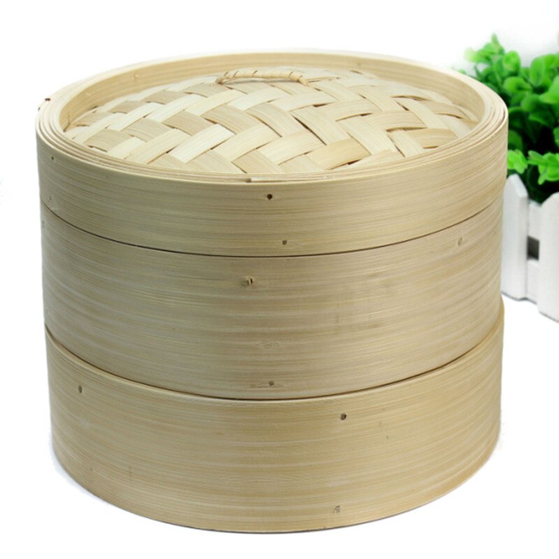 Cuiseur vapeur chinois en bambou, 2 niveaux, cuiseur vapeur, plat de cuisson avec couvercle, Dim Sum et riz